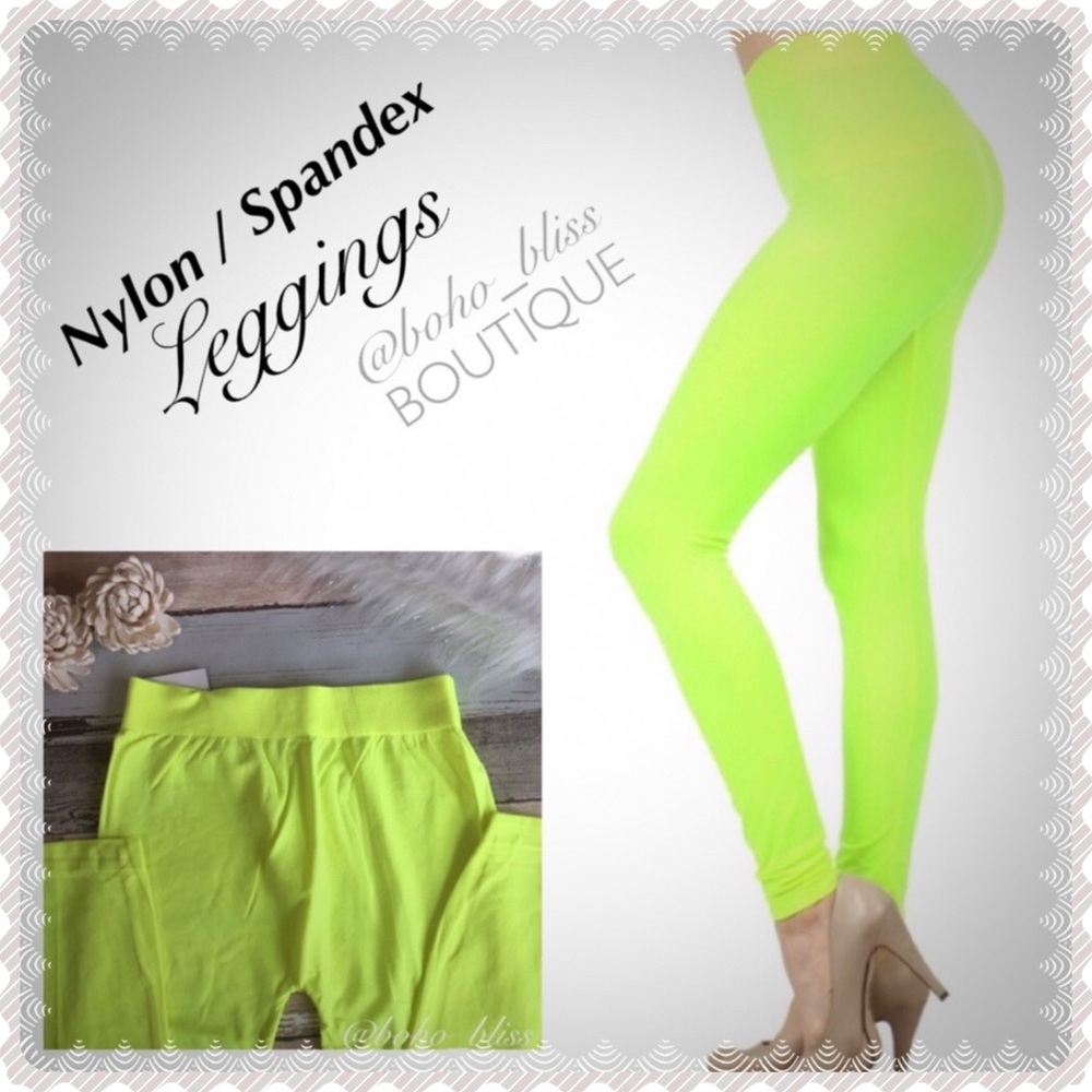 Neon Yellow Stretch Leggings Footless Tights NEW
